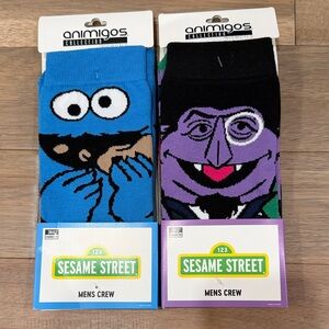 Sesame Street Men's Crew Socks - Blue and Purple